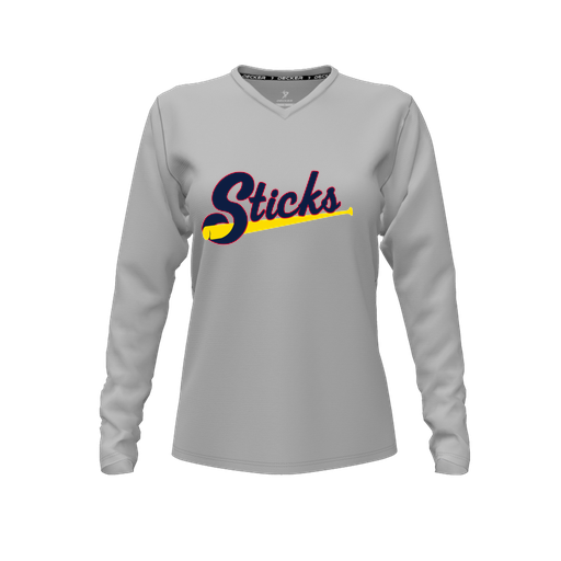 [FTLVCFGY-FYXS-LOGO1] Comfort T-Shirt (Female Youth XS, Gray, V Neck, Logo 1, Long Sleeve)