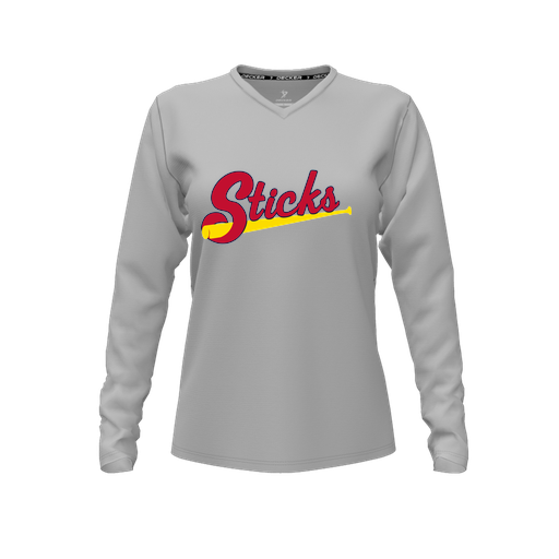 [FTLVCFGY-FYXS-LOGO2] Decker Comfort T-Shirt (Female Youth XS, Gray, V Neck, Logo 2, Long Sleeve)