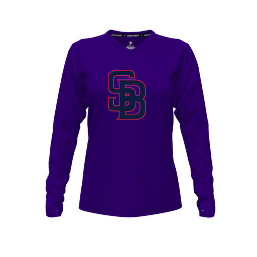 [FTLVCFPP-FYXS-LOGO3] Decker Comfort T-Shirt (Female Youth XS, Purple, V Neck, Logo 3, Long Sleeve)