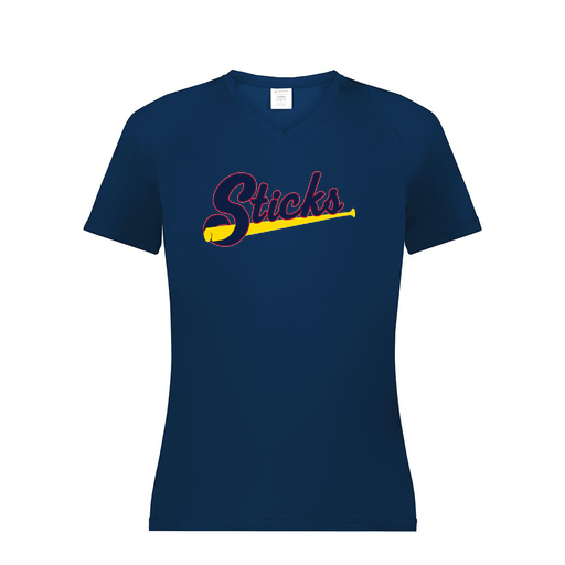 [2792.065.XS-LOGO1] Ladies Smooth Sport V-Neck T-Shirt (Female Adult XS, Navy, Logo 1)