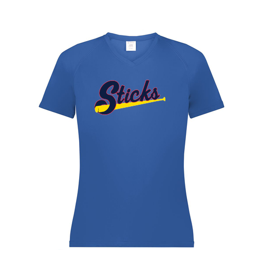 [2792.060.XS-LOGO1] Ladies Smooth Sport V-Neck T-Shirt (Female Adult XS, Royal, Logo 1)