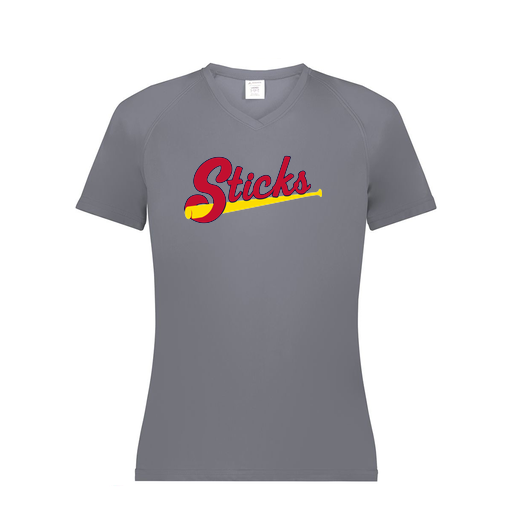 [2792.059.XS-LOGO2] Ladies Smooth Sport V-Neck T-Shirt (Female Adult XS, Gray, Logo 2)