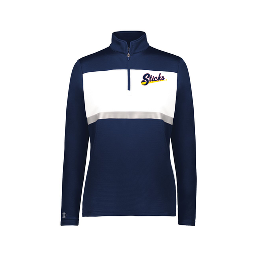 [222791.301.XS-LOGO1] Ladies Bold 1/4 Zip Pullover (Female Adult XS, Navy, Logo 1)