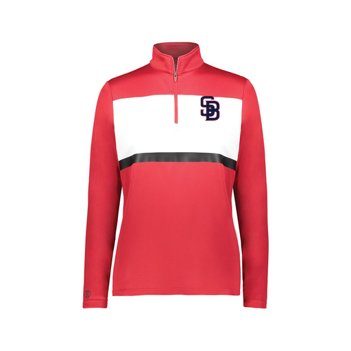 [222791.408.XS-LOGO3] Ladies Bold 1/4 Zip Pullover (Female Adult XS, Red, Logo 3)