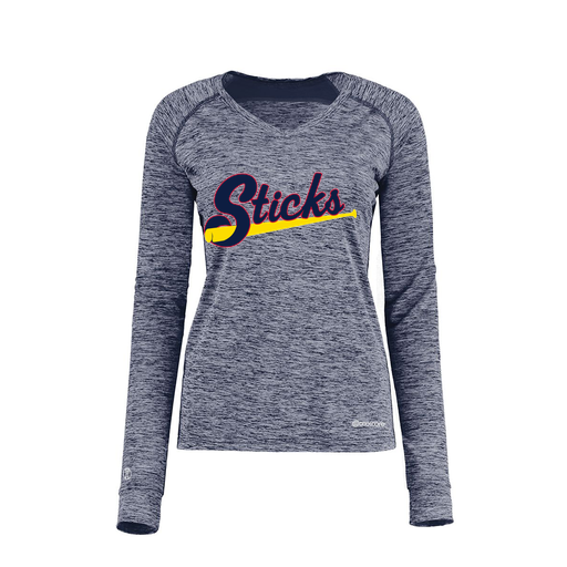 [222770.U22.XS-LOGO1] Ladies Electric Long Sleeve Shirt (Female Adult XS, Navy, Logo 1)