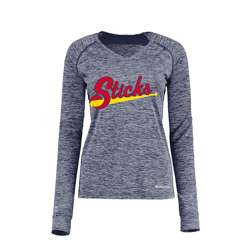 [222770.U22.XS-LOGO2] Ladies Electric Long Sleeve Shirt (Female Adult XS, Navy, Logo 2)