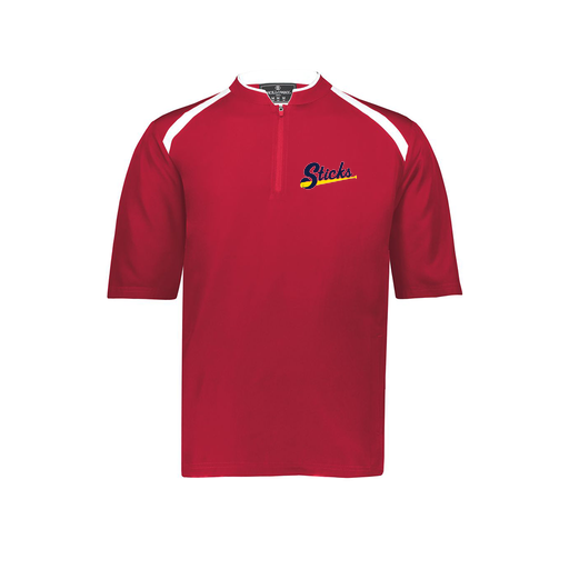 [229581-AS-RED-LOGO1] Men's Dugout Short Sleeve Pullover (Adult S, Red, Logo 1)