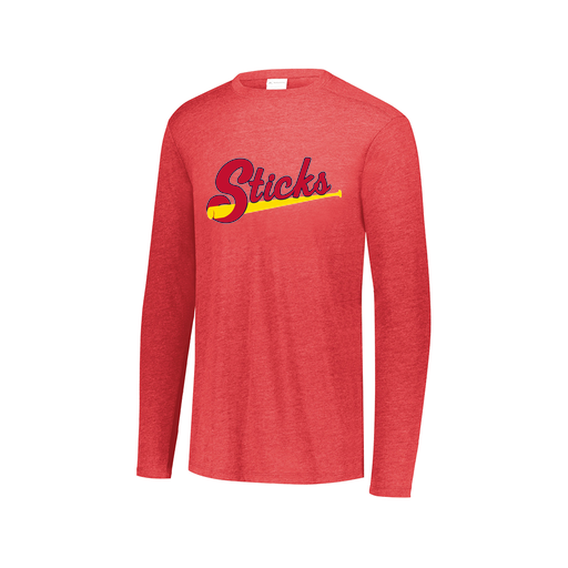 [FTLCUBRD-AXS-LOGO2] Decker Men's Tri-Blend T-Shirt - Long Sleeve (Adult XS, Red, Logo 2)