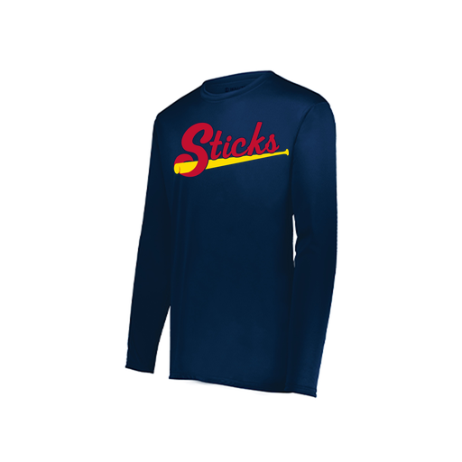 [222823.065.S-LOGO2] Youth LS Smooth Sport Shirt (Youth S, Navy, Logo 2)