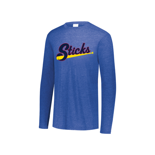 [FTLCUBRY-YS-LOGO1] Decker Youth Tri-Blend T-Shirt - Long Sleeve (Youth S, Royal, Logo 1)