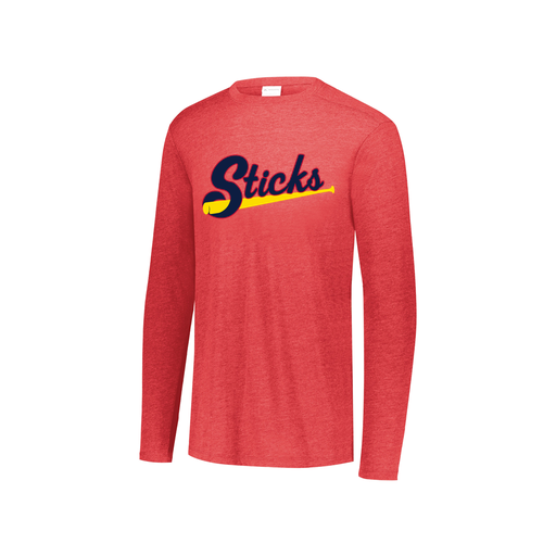 [FTLCUBRD-YS-LOGO1] Decker Youth Tri-Blend T-Shirt - Long Sleeve (Youth S, Red, Logo 1)