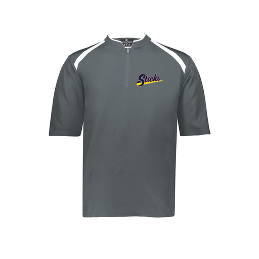 [229581-AS-GRY-LOGO4] Men's Dugout Short Sleeve Pullover (Adult S, Gray, Logo 4)