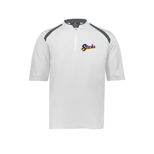 [229681-YS-WHT-LOGO4] Youth Dugout Short Sleeve Pullover (Youth S, White, Logo 4)