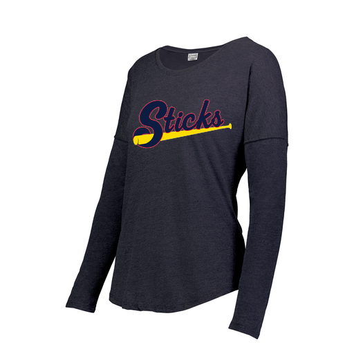 [3077.72N.XS-LOGO1] Ladies LS Ultra-blend T-Shirt (Female Adult XS, Navy, Logo 1)