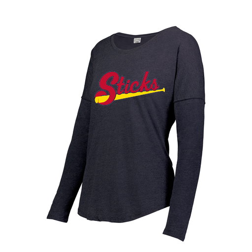 [3077.72N.XS-LOGO2] Ladies LS Ultra-blend T-Shirt (Female Adult XS, Navy, Logo 2)